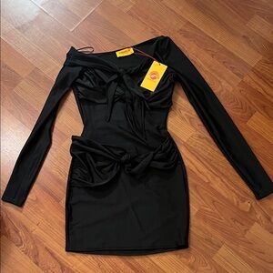 Mango Black One-Shoulder Dress